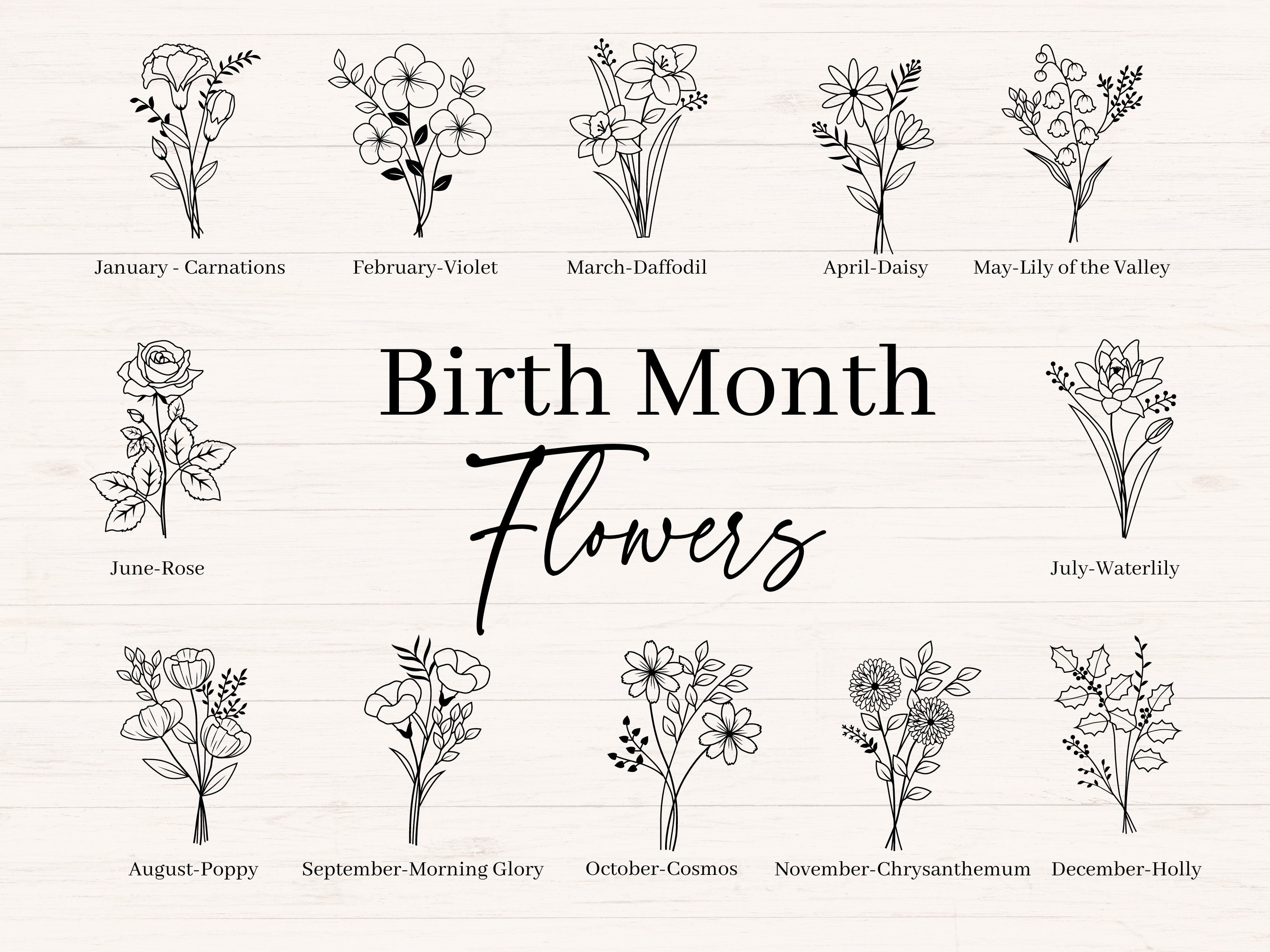 Birth Flower Tattoo - Etsy