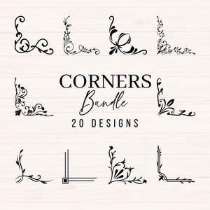 Hoeken svg-bundel, svg, png, dxf, randen svg, frames svg, bloemen frames svg, bloemen rand svg, bladeren hoek svg, bladrand