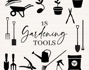 Ensemble d’outils de jardinage svg, Ensemble de clipart d’outils de jardin, Ensemble de jardinier svg, png, jpg, dxf, Maman végétale, Papa plante, Fichiers coupés utilisation commerciale