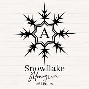 Paquet de monogramme de flocon de neige svg, monogramme de Noël svg, png, jpg, dxf, monogramme divisé de Noël, alphabet de Noël, lettre de Noël