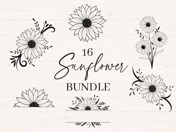 Sunflower Bundle svg, jpg, png, Sunflowers svg, Sunflower Frame Border, Sunflower Clipart, Sunflower cut files, Sunflower Vector, Commercial
