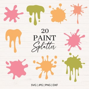 Verf splatter bundel svg, jpg, png, verf spatten clipart bundel, verf splash svg, abstracte achtergrond, splatter achtergrond, doodle svg