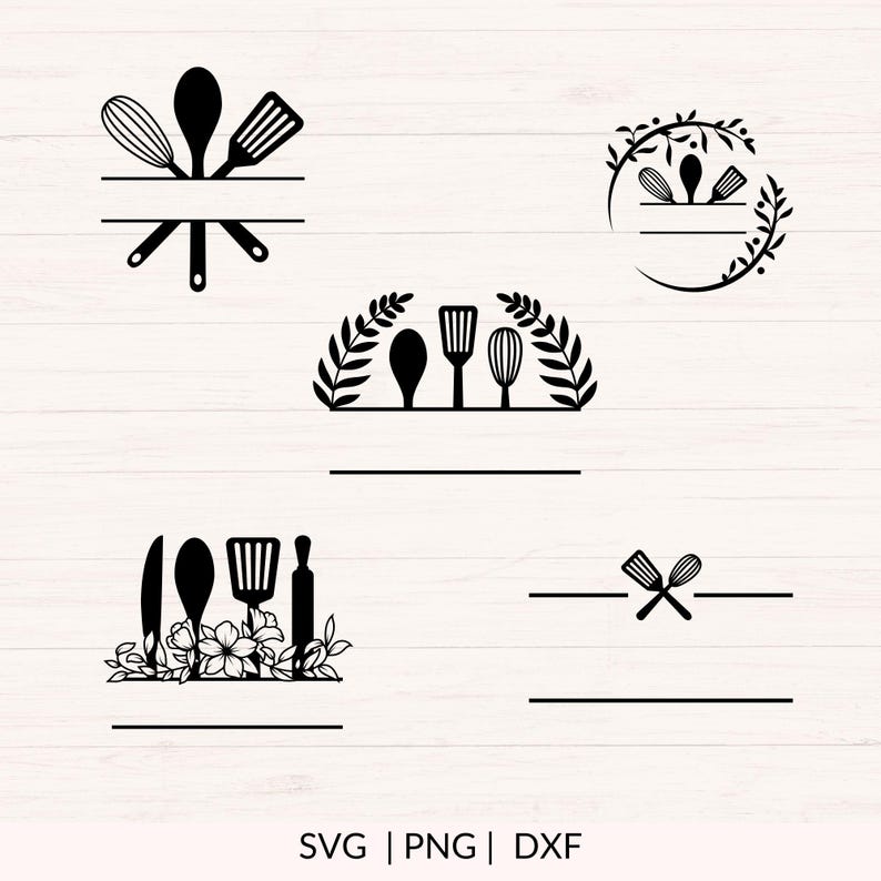 Kitchen Monogram SVG Bundle, Personalized Kitchen Sign, Custom Kitchen ...