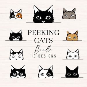 Peeking Cat svg Bundle, süße Katzen svg, png, dxf, Cat Split Frame svg, Katzen Vektor, schwarze Katze svg, orange Katze svg, kommerzielle Nutzung