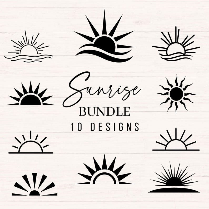 Sunrise Svg Bundle, Sunset Svg, Png, Jpg, Dxf, Sunlight Clipart, Sun ...