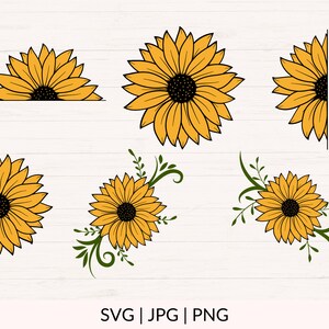 Sunflower Bundle Svg, Jpg, Png, Sunflowers Svg, Sunflower Frame Border ...