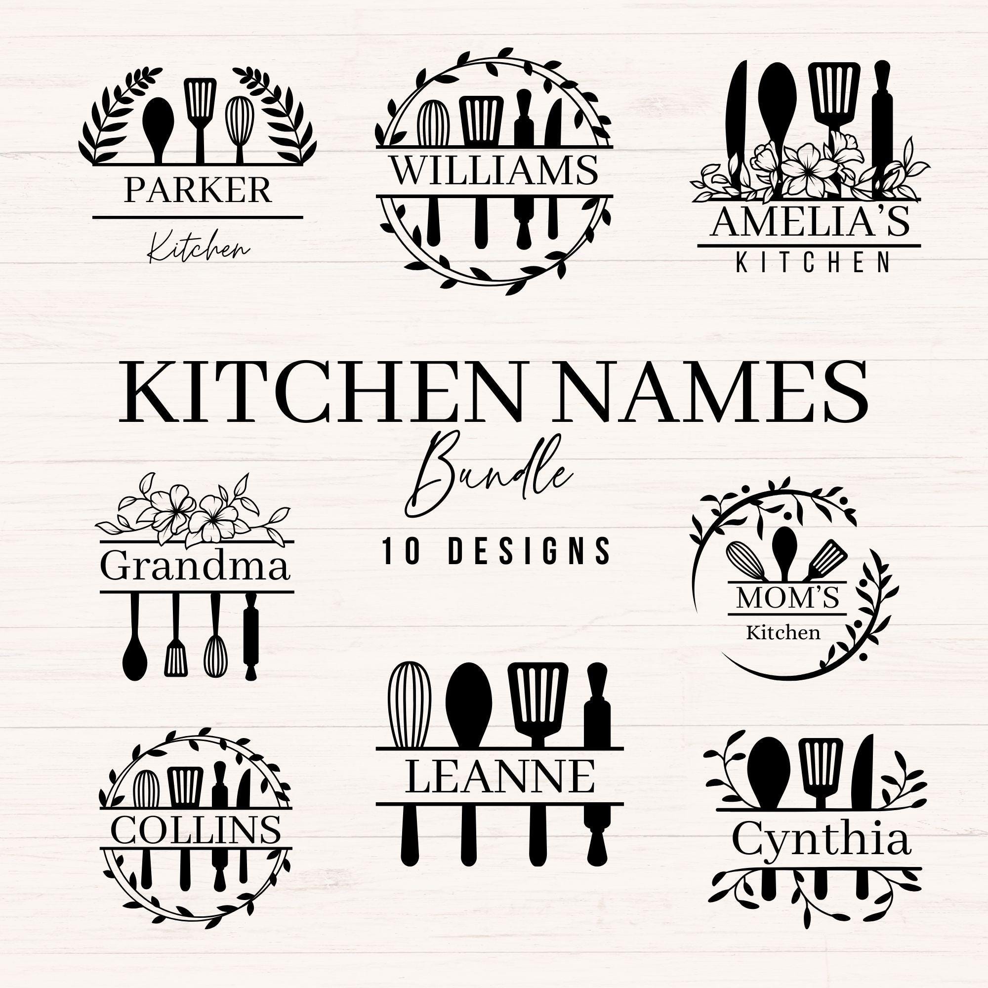 Kitchen Monogram SVG Bundle, Personalized Kitchen Sign, Custom Kitchen ...