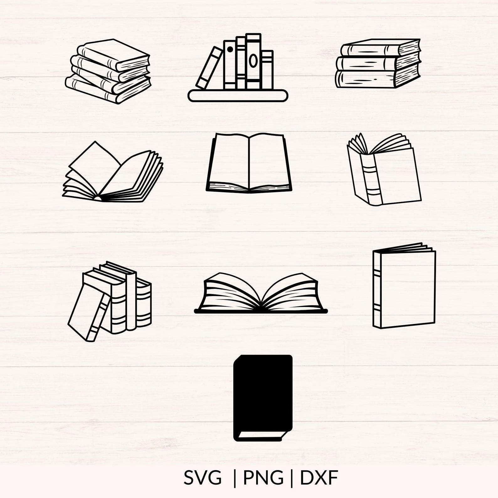 Books SVG Bundle, Book Lover Clipart Svg, Png, Dxf, Books With Flowers ...