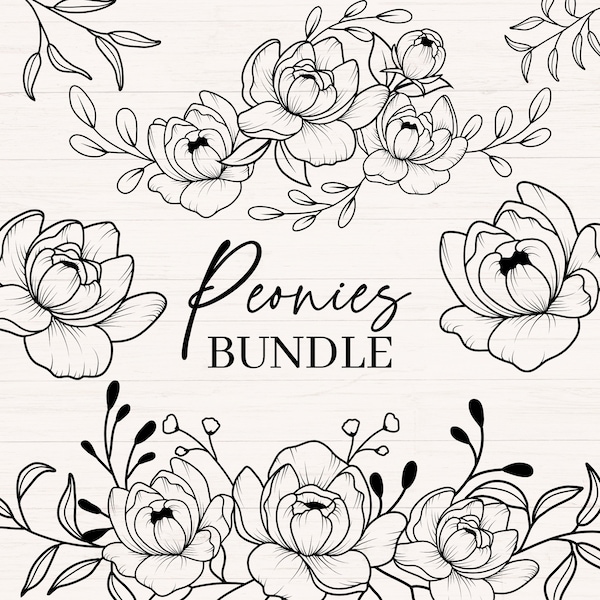 Pfingstrosen svg Bundle, Pfingstrose svg, Pfingstrosen Bouquet svg, Blumengesteck svg, Hochzeit Blumen svg, Pfingstrose Blume, kommerzielle schneiden Dateien