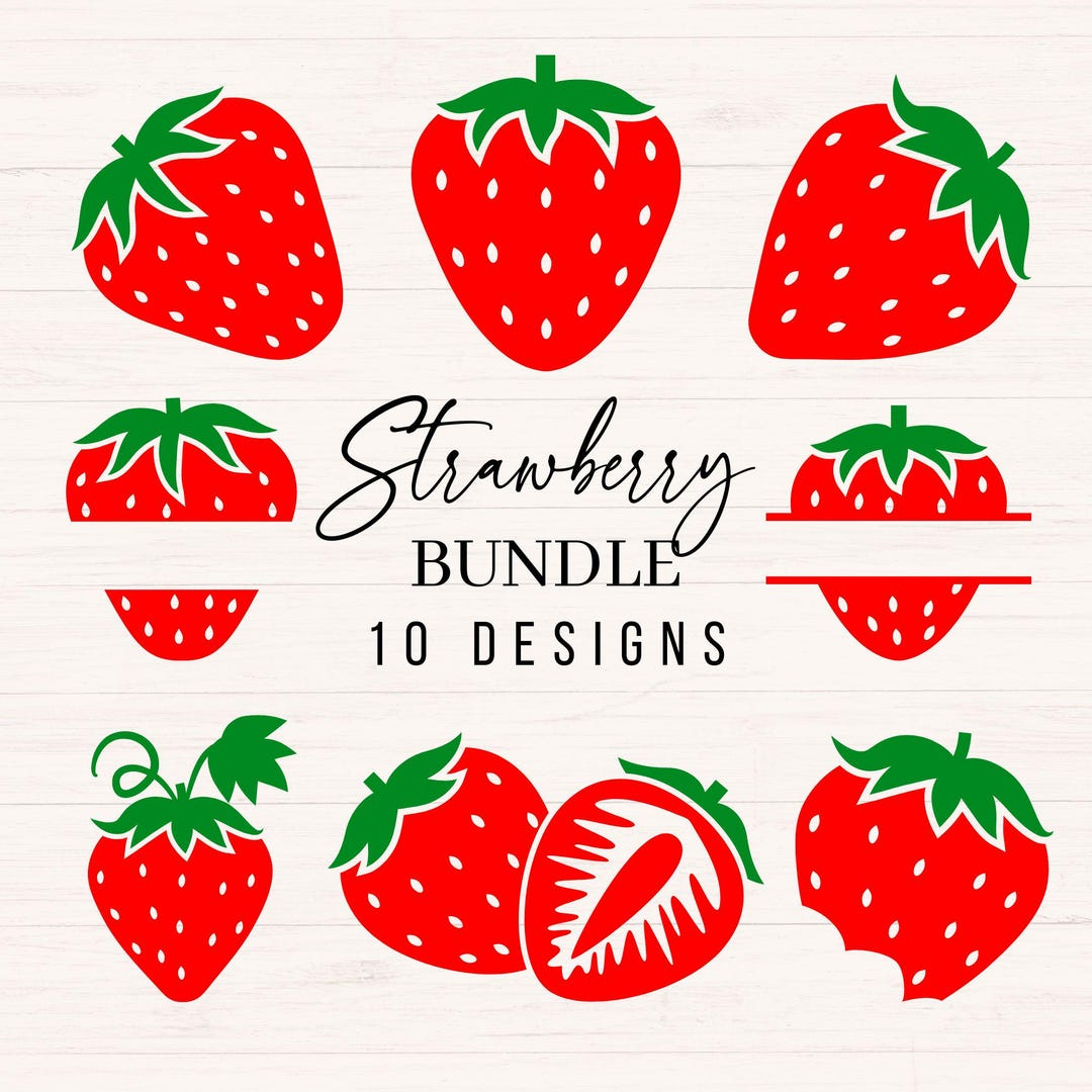 Strawberry Svg Bundle, Strawberries Svg, Png, Dxf, Strawberry Vector