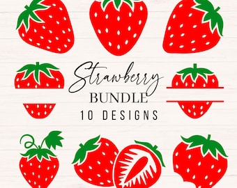 Strawberry svg bundle, Strawberries svg, png, dxf, Strawberry Vector Cut File, Strawberry Clipart, Fruit svg, Commercial Use