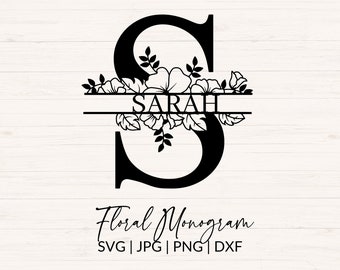 Floral Split Monogram svg, jpg, png, dxf, Flower Monogram Clipart, Floral Letter Graphic, Alfabetbundel