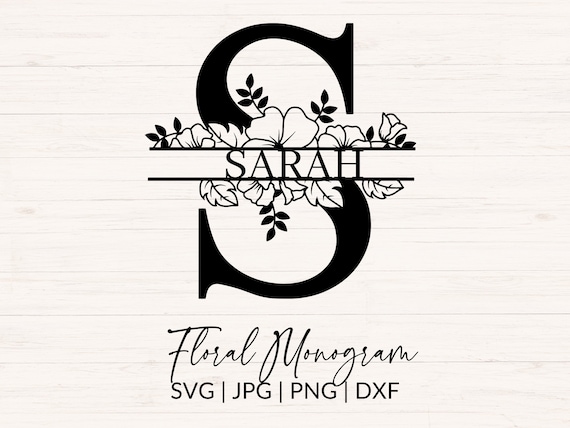 Floral Split Monogram svg, jpg, png, dxf, Flower Monogram Clipart, Floral Letter Graphic, Alphabet Bundle