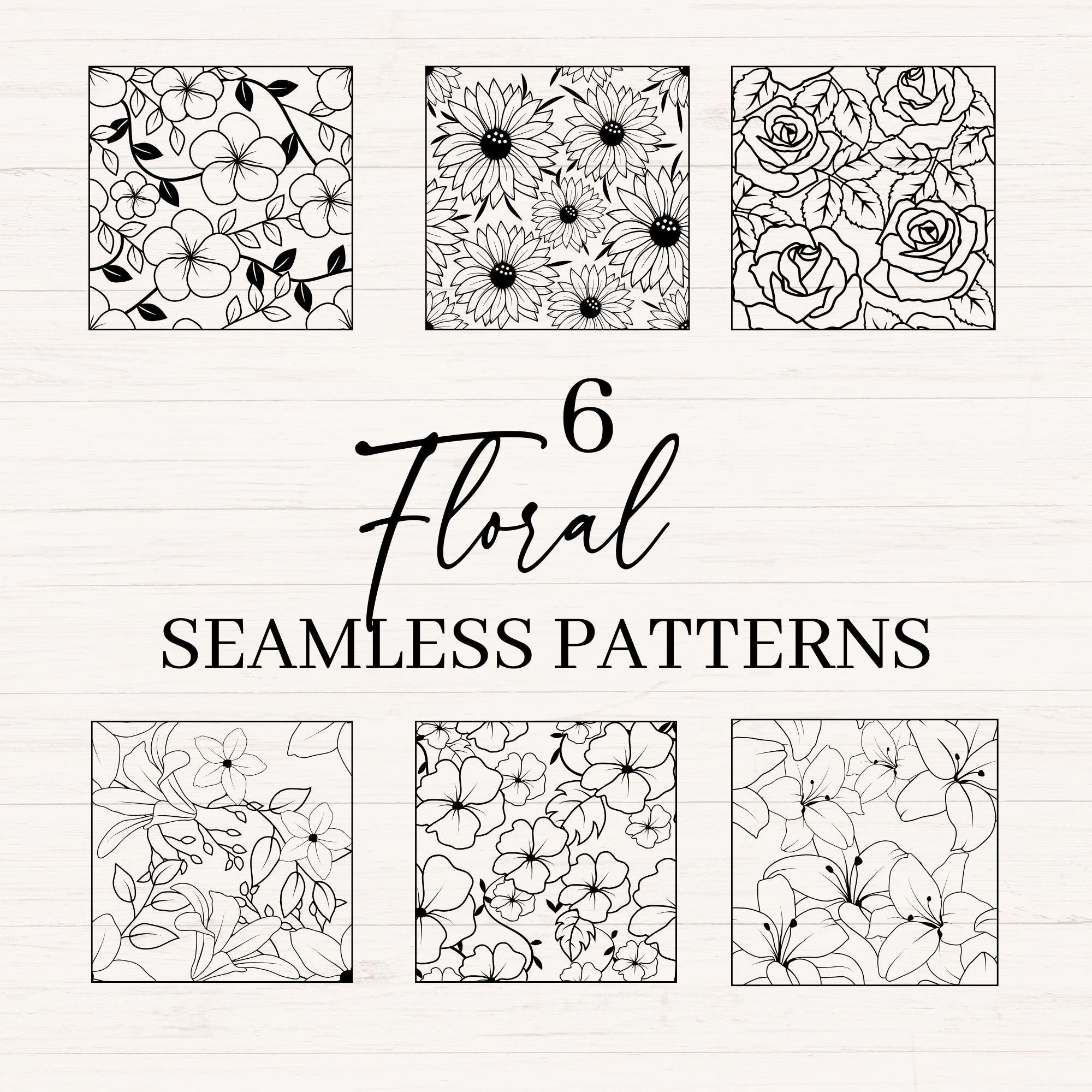Floral Seamless Pattern svg, png, jpg, dxf, Seamless sunflower pattern svg, Seamless rose pattern svg, flower pattern, Commercial use