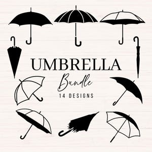 Umbrella svg Bundle, Umbrella svg, png, dxf, Umbrellas Clipart, Umbrella Cut File, Umbrella Silhouette, Laser Engraving File, Commercial Use