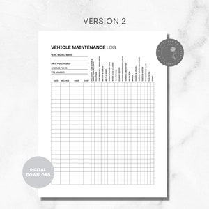 Vehicle Maintenance Log Printable Template for Vehicle Service Tracker Vehicle Repairs Expense ...