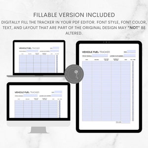 Vehicle Fuel Tracker Printable Template for Gas Tracker Gas Log Fuel ...