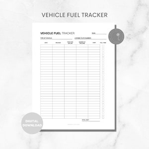 Vehicle Fuel Tracker Printable Template for Gas Tracker Gas Log Fuel ...