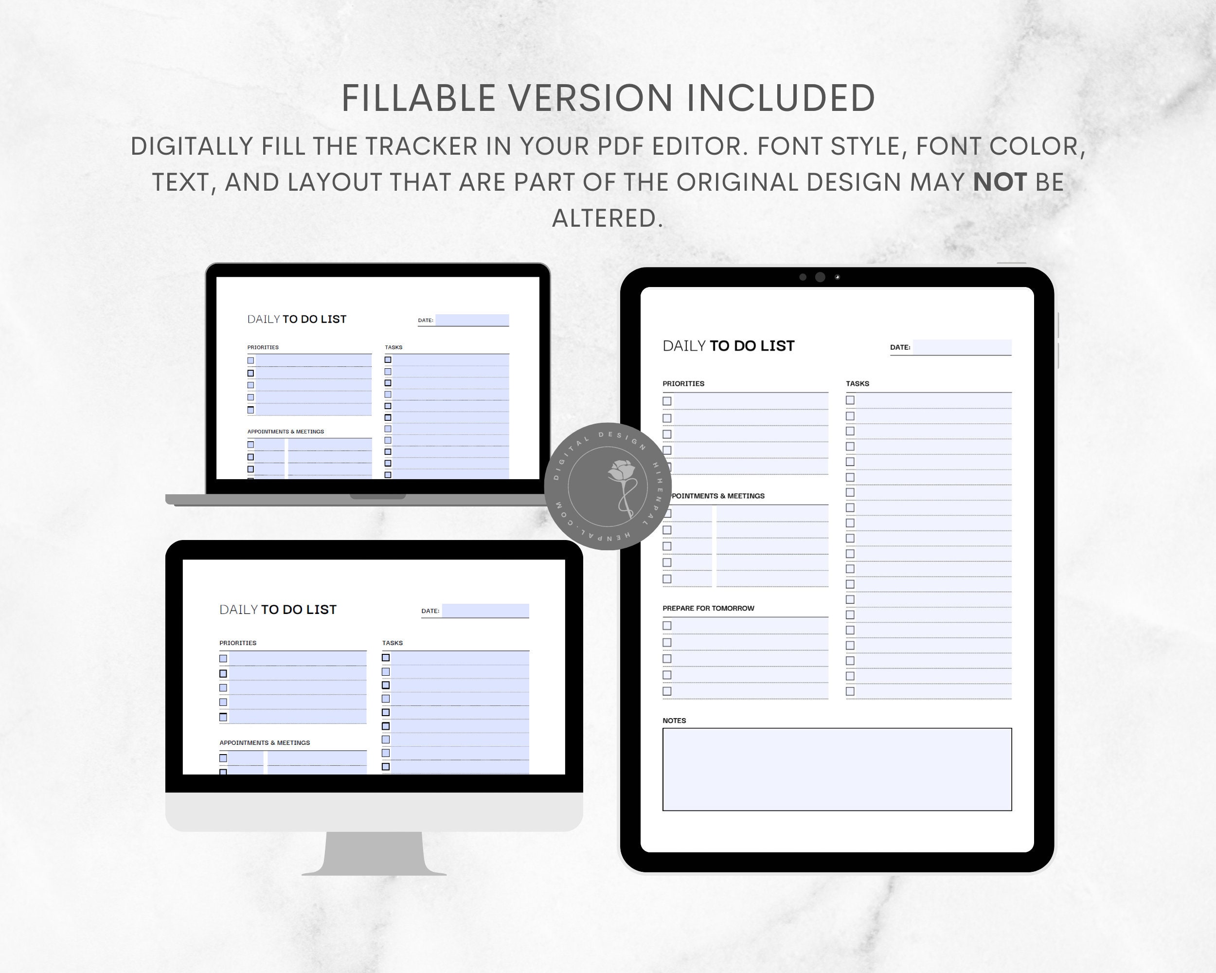 Daily to Do List Printable Template Daily Task List Daily Planner Daily ...