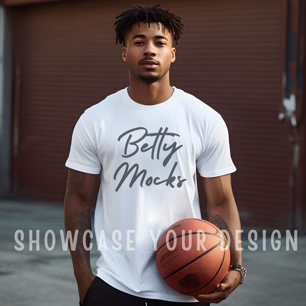 Bella Canvas 3001 Mockup Mens, Male Model Mockup, Black Model Mockup, Mens Tshirt Mockup, Mens White Tshirt Mockup, Basketball Sports Mockup