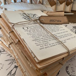 Old Vintage Book Pages - Antique Paper Bundles Pack Assorted ephemera, collage supplies junk journal Decoupage