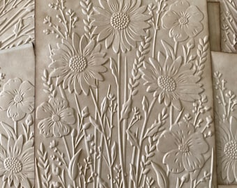 Sunflowers, Embossed Coffee Stained Paper, Distressed Ink, Scrapbooking Supplies, Embossing Designs 20pcs