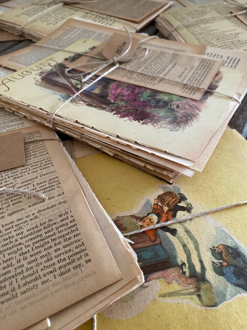 Old Vintage Book Pages - Antique Torn Paper Bundles Pack Assorted ...