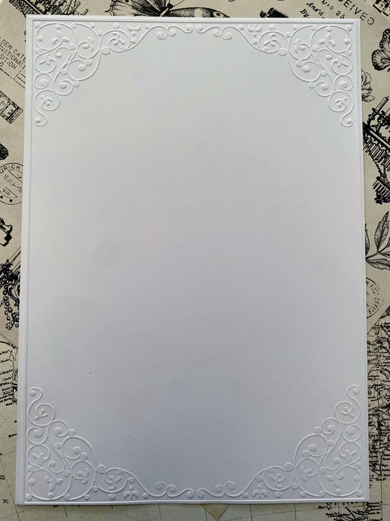 Embossed Pure White 300gsm Cardstock, Decorative Border, Writing Pages, Letter Set, Stationery Supplies Set of 10, Invitations