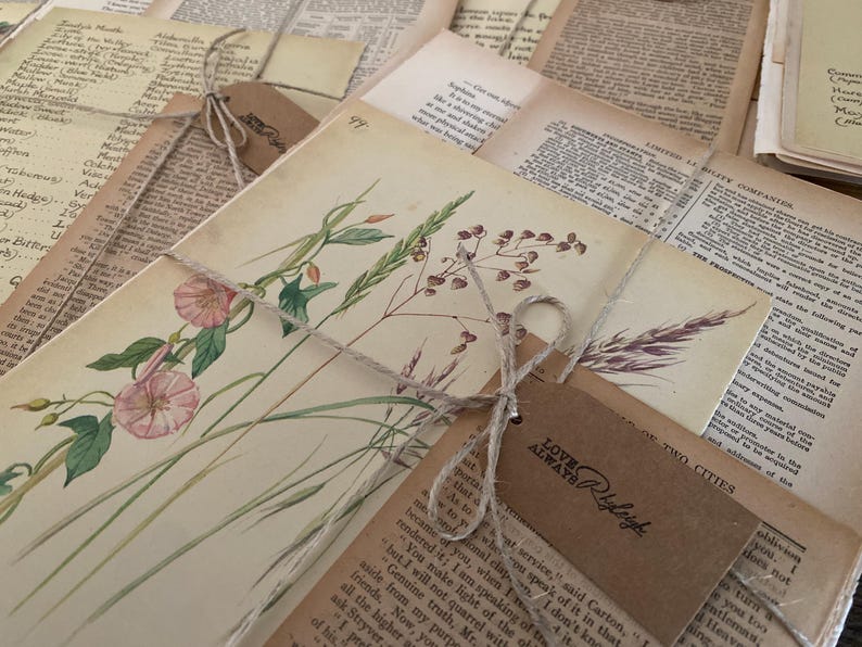Old Vintage Book Pages - Antique Torn Paper Bundles Pack Assorted ...