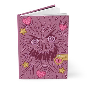 Necronomicon Bimbo Hardcover Journal, Matte Pink Horror Diary, Evil Dead Ash, Kawaii Journal