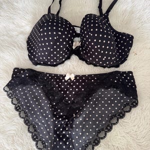 Lot De 3 Soutiens-gorge Push-up Victoria's Secret 36B à Pois Noir Et Blanc - Neuf Avec étiquettes