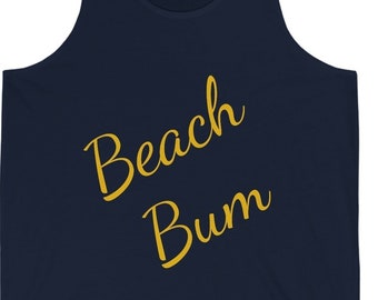 Beach bum tank top, Running tank top, Workout tank top, Gym tank top, Muscle Tshirt, Jersey Tank Top, Gift for Her, Gift for Him