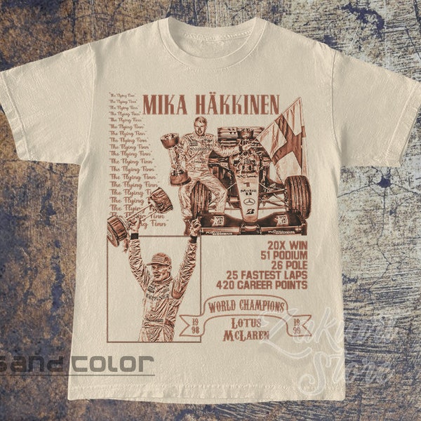 Vintage Mika Hakkinen Shirt, Racing Teams T-Shirt, Grand Prix tee, Car Race shirt, Automobile Racing Clothing, Motosport Lover Gift