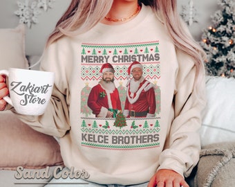 Ugly Christmas Sweater Kelce Brothers, Kelce Brothers Sweatshirt, Football Sweatshirt, Classic 90s Graphic Tee, Unisex, Vintage Bootleg