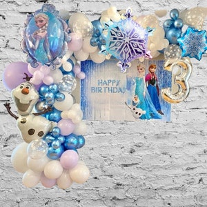 Decoración de fiesta de cumpleaños congelada, paquete de globos de fiesta, cumpleaños congelado de Elsa, globos de cumpleaños de niña, cualquier edad