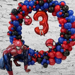 Guirlande en arc de ballons Spiderman 3D, Kit de fête à thème de Super  héros, ballon rouge et bleu, décoration de fête d'anniversaire pour garçon