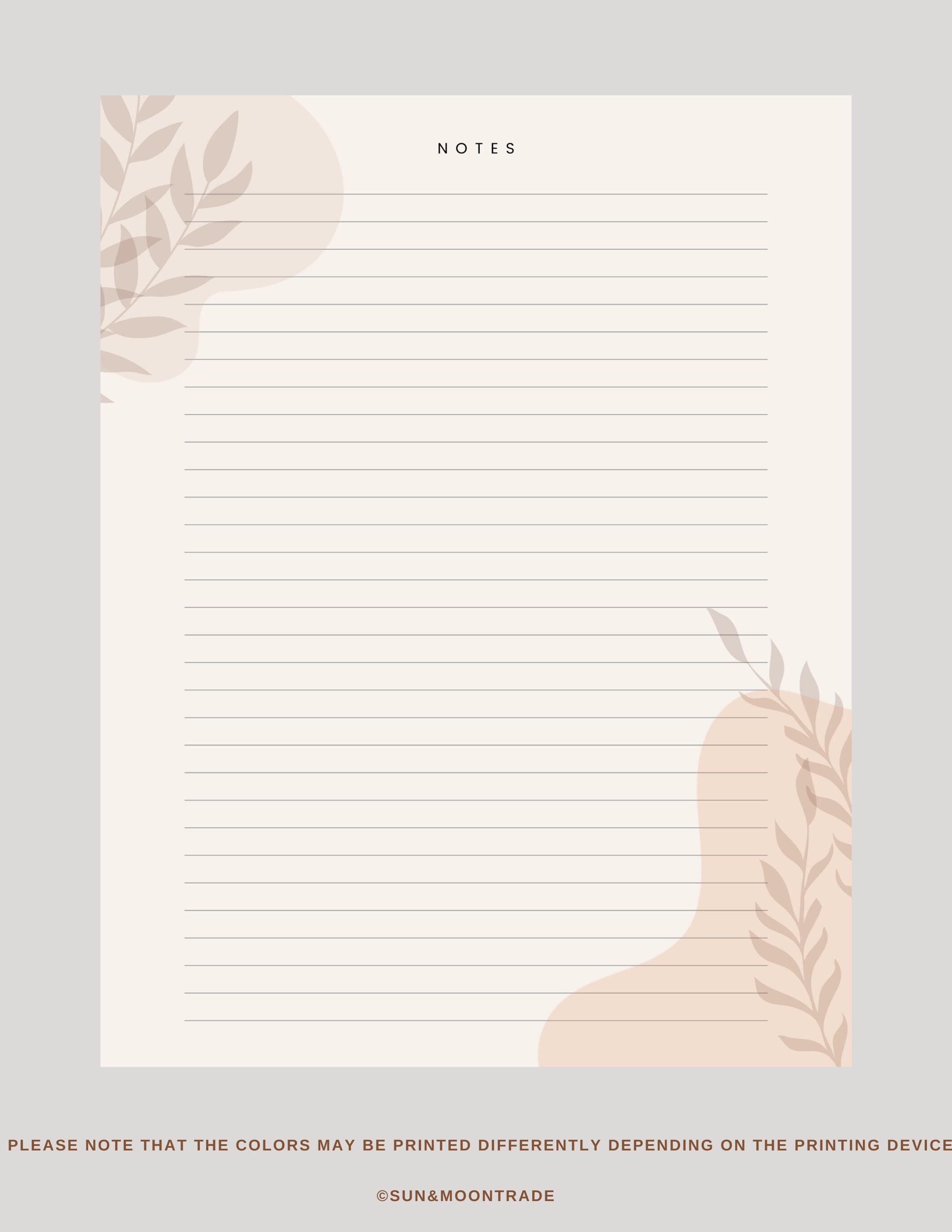 Simple Boho Notes Pages | Printable Letter File | Digital Notes File - Etsy