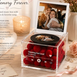 Personalized Acrylic Music Box with Photo, Custom Music Choice, Lights Up to the Music, Heartfelt Keepsake