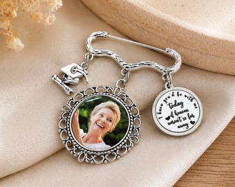 Personalized Graduation Memorial Pin, In Loving Memory Graduation Photo Pin, Custom Memorial Photo Charm, Graduation Remembrance Gift
