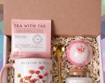 Beterschap cadeauset Gepersonaliseerde mok Soja Kaars Badbom Theelepel Zelfzorgdoos voor vriend, geliefde, cadeau na operatie