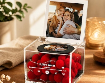 Personalized Acrylic Music Box with Photo, Custom Music Choice, Lights Up to the Music, Heartfelt Keepsake
