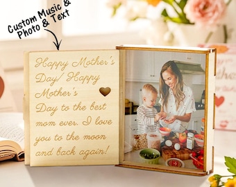 Personalized Photo Music Box for Mom | Custom Wooden Music Box Gift | Mother’s Day Keepsake | Birthday Gift for Mom