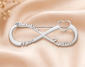 Custom Infinity Name Brooch Nameplate Lapel Pin Memorial Gifts Rose Gold Plated