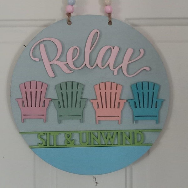 Relax Adirondack Chair Door Hanger, Relax, Adirondack Door Hanger, Beach Chair