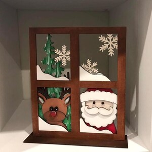 Window Santa and Reindeer Window Decoration | Christmas Window Cling | Holiday Window Decals | Festive Santa & Reindeer Decor