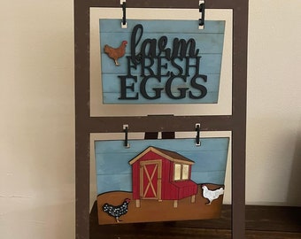 Interchangeable Farm Fresh Eggs Ladder Add On-Rustic Home Decor,DIY