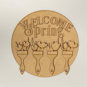 Welcome Spring Sign -Rustic Hand Painted Decor