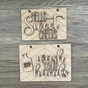 Insert for Ladder Farmhouse Interchangeable Sign, Bathroom, Bathroom Insert Hanging Sign, Interchangeable Bathroom Farmhouse Insert