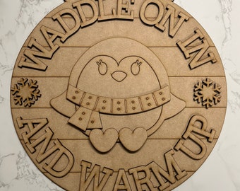 Penguin Door Sign- Handcrafted Winter Welcome Decor,DIY