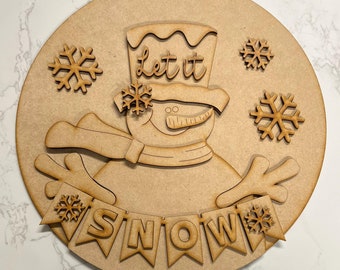 Let It Snow Wooden Door Hanger – Winter Holiday Decor-Festive Holiday Welcome Sign-Cozy Holiday Entrance Decor